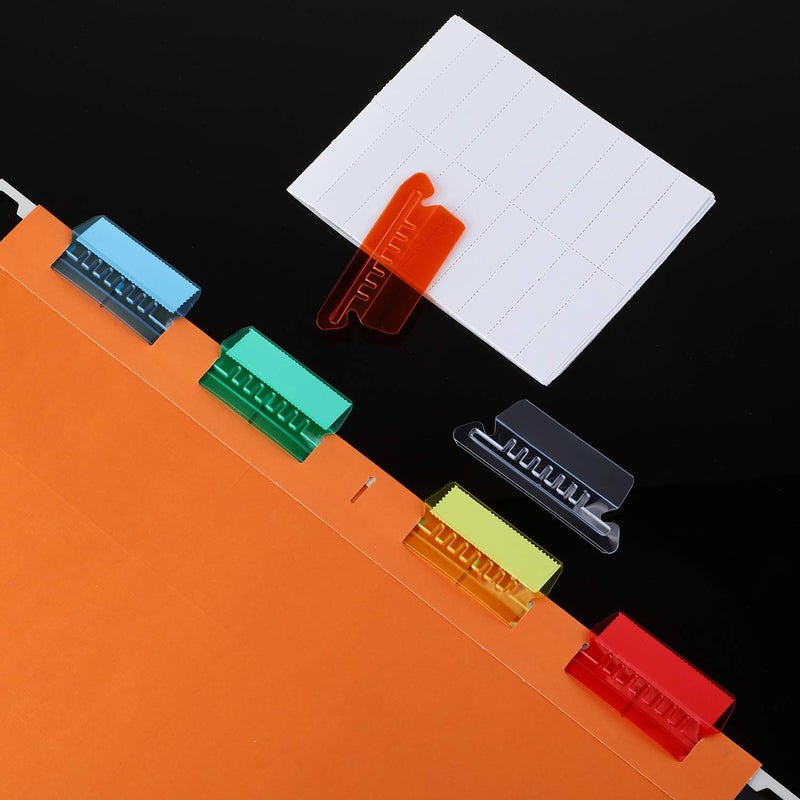 Jovitec 120 Pcs File Folder Tabs, 60 Hanging File Folder and 60 Inserts Plastic Tabs for Back to School Organize Distinguish Hanging Files, 2 Inch, Clear to Read(60 Sets,Angle Design Multicolor A) - Image 3